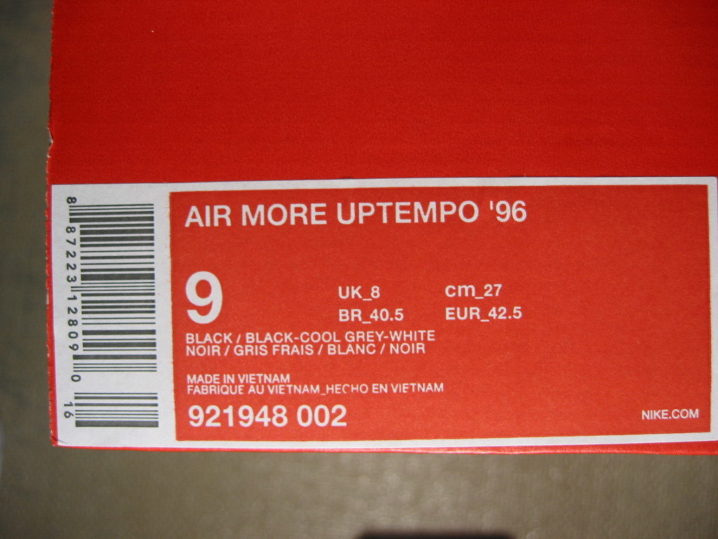 NIKE AIR MORE UPTEMPO ’96 トリコロール US9/27cm モアテン エアモアアップテンポ 新品・未使用_画像8