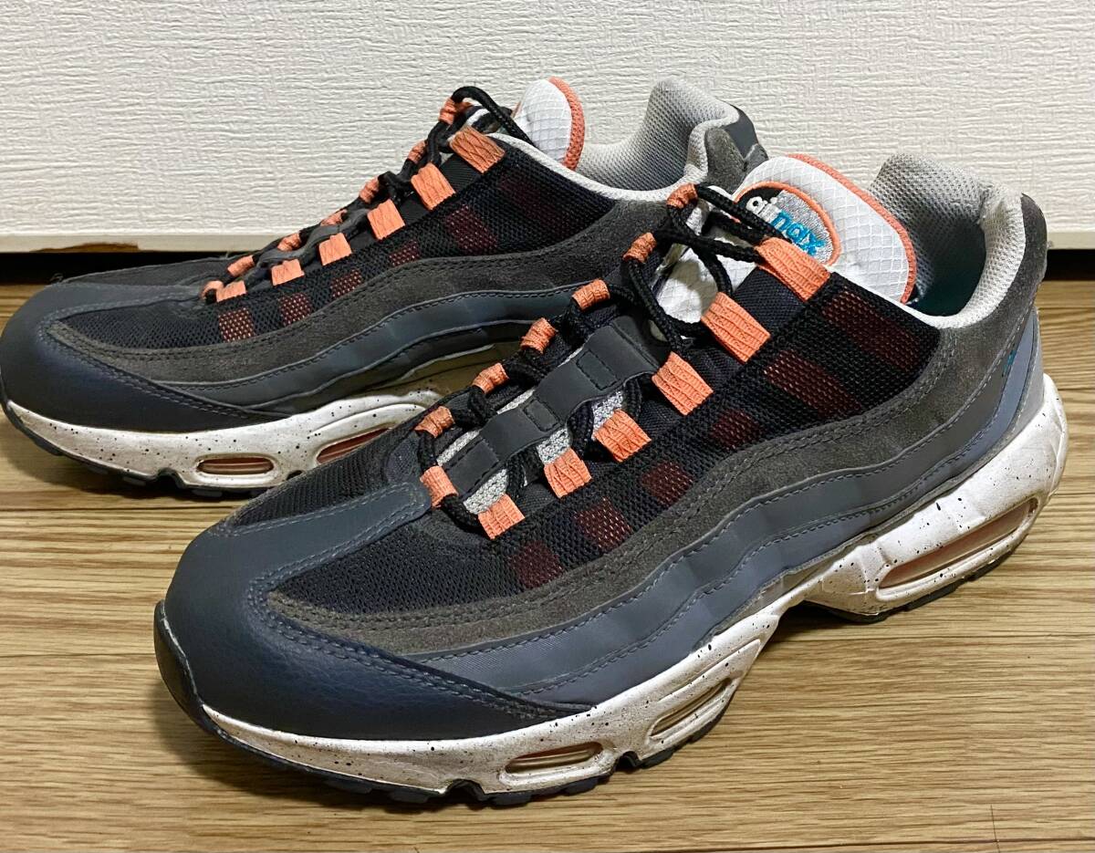 定価17,600円 NIKE ナイキ AIR MAX 95 エアマックス BLACK/AQUAMARINE-TURF ORANGE-WHITE 21SU-I 27cm_画像3