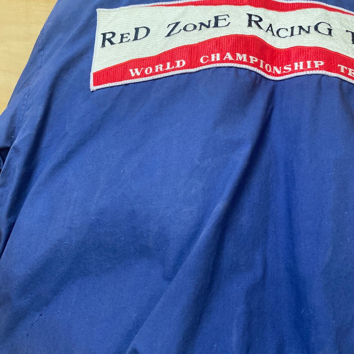 RED ZONE RACING TEAM ジャケット ブルゾン 古着 レーシングチーム ワッペン メンズ Mサイズ ブルー 藍色 レトロ ファッション_画像6