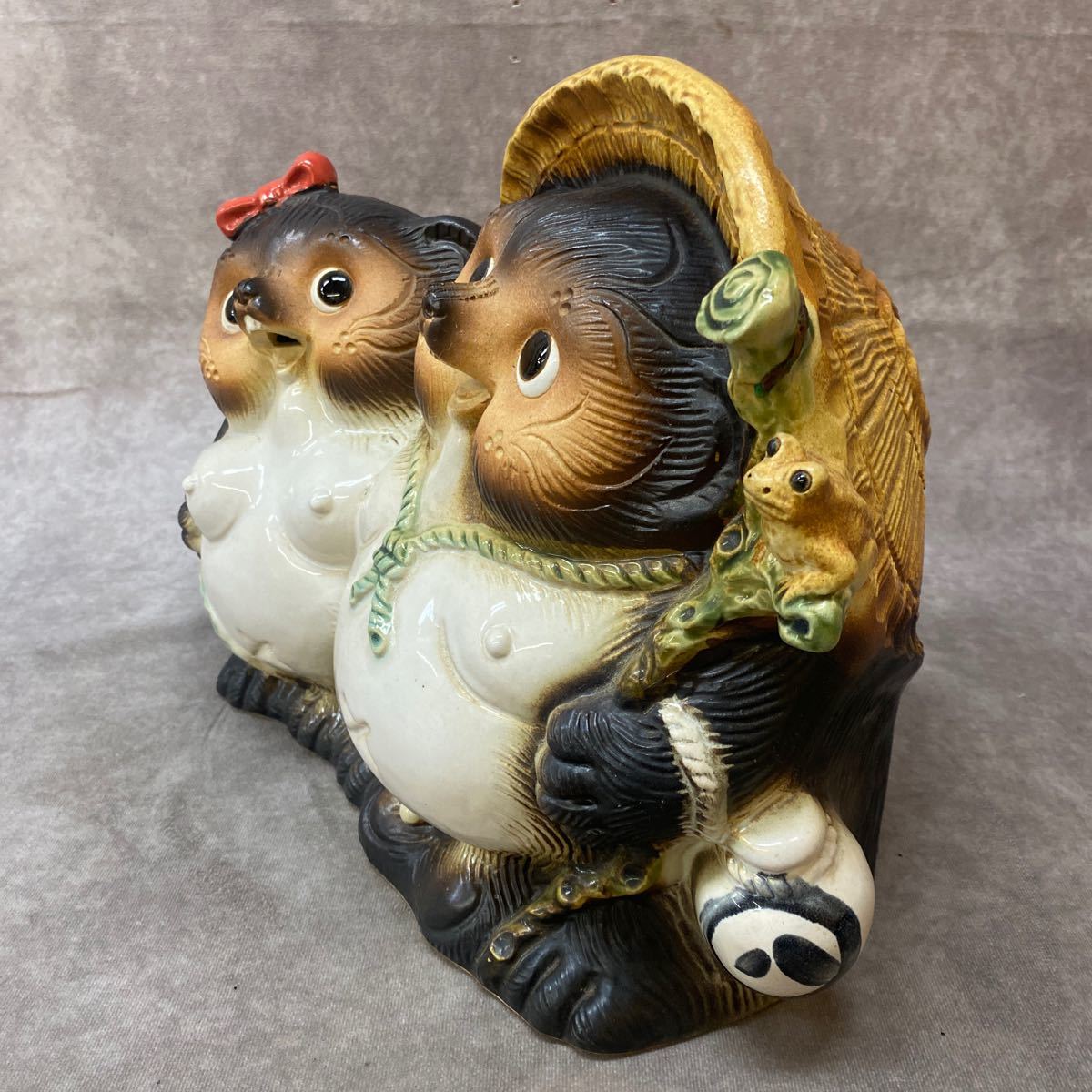 美品 招福 ペア 狸 夫婦 たぬき 置物 縁起物 インテリア 狸 開運 美品 招福 ペア 狸 夫婦 たぬき 置物 縁起物 インテリア 狸 開運