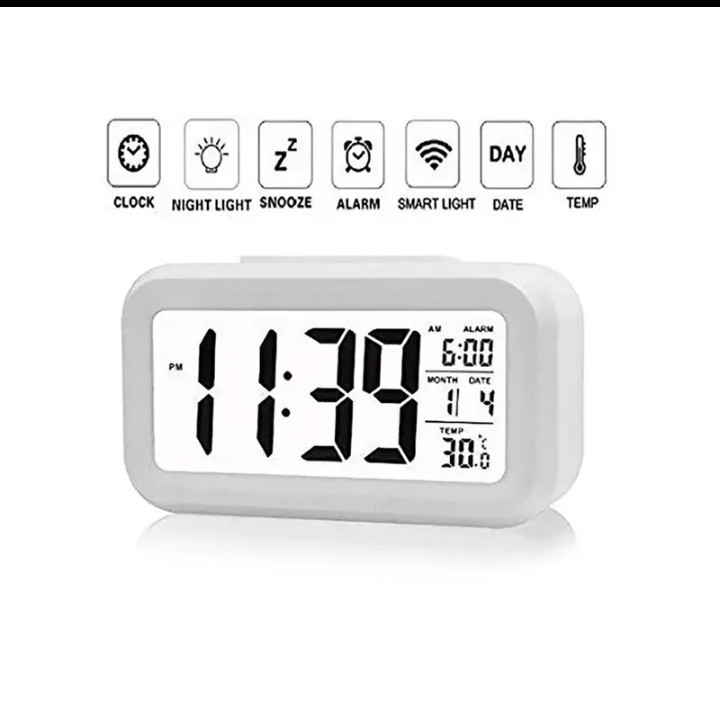 【NEW】LED デジタル アラーム目覚まし時計 温度計 カレンダー バックライト 単４電池付き ブラック！_画像4
