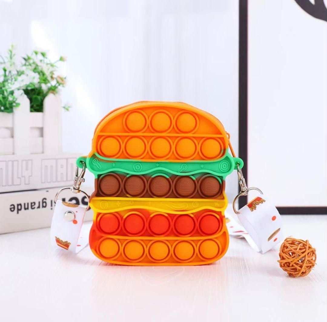 【新品】プッシュポップバブル　ショルダーバッグ　ハンバーガー　知育玩具 
