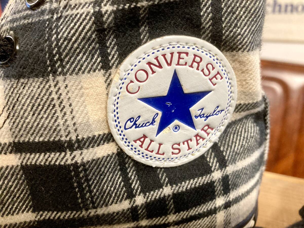 ★☆希少レア!converse ALL STAR NEL-SHIRT チェック 白/黒 8 26.5cm コンバース オールスター ネルシャツ ハイカット ビンテージ 241☆★_画像6