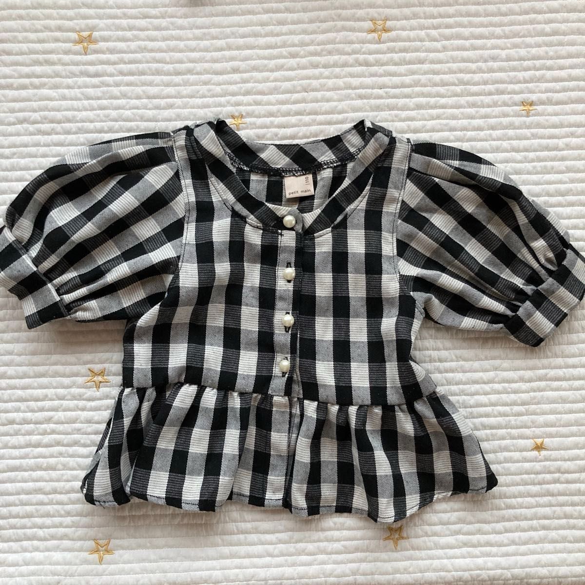 petit main プティマイン ☆パフチュニック　インナーセット　子供服　トップス　ブラウス　ロンT 着回し モノトーン　美品