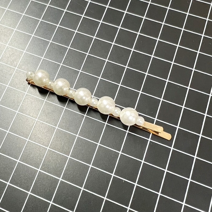 E168 anonymity delivery hair clip hairpin 3 point set yellow hair accessory mud delustering pearl pearl front . side after . wool arrange 