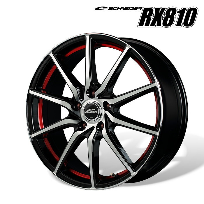 MID シュナイダー RX810 (ブラックポリッシュ/アンダーカットレッド) アルミホイール1本 18×7.0J 5H PCD114.3 +48_画像1