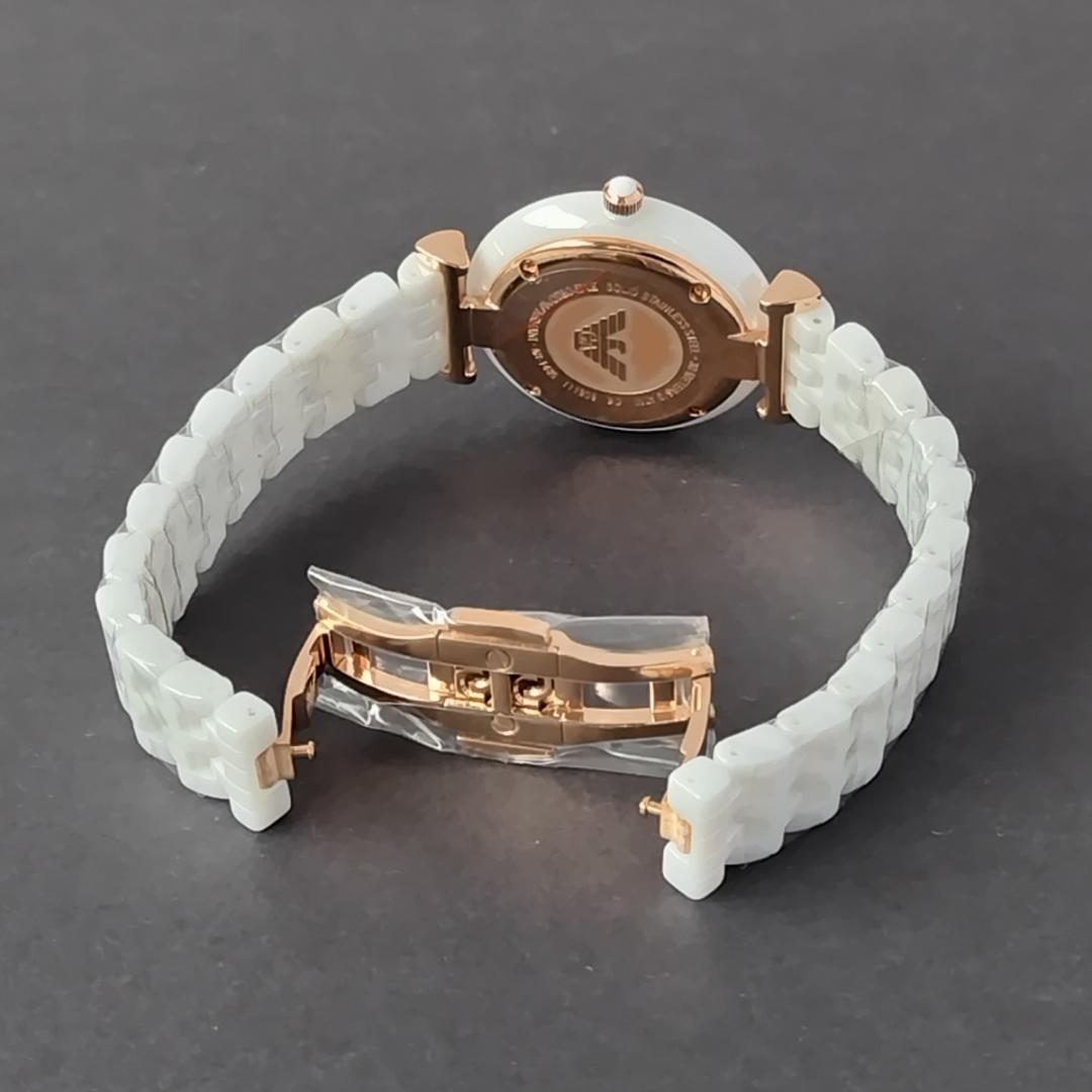 白セラミック新品レディース高級腕時計エンポリオ・アルマーニ30mm白小さめ2針ホワイトEMPORIO ARMANIすっきり素敵な腕時計輝く_画像6