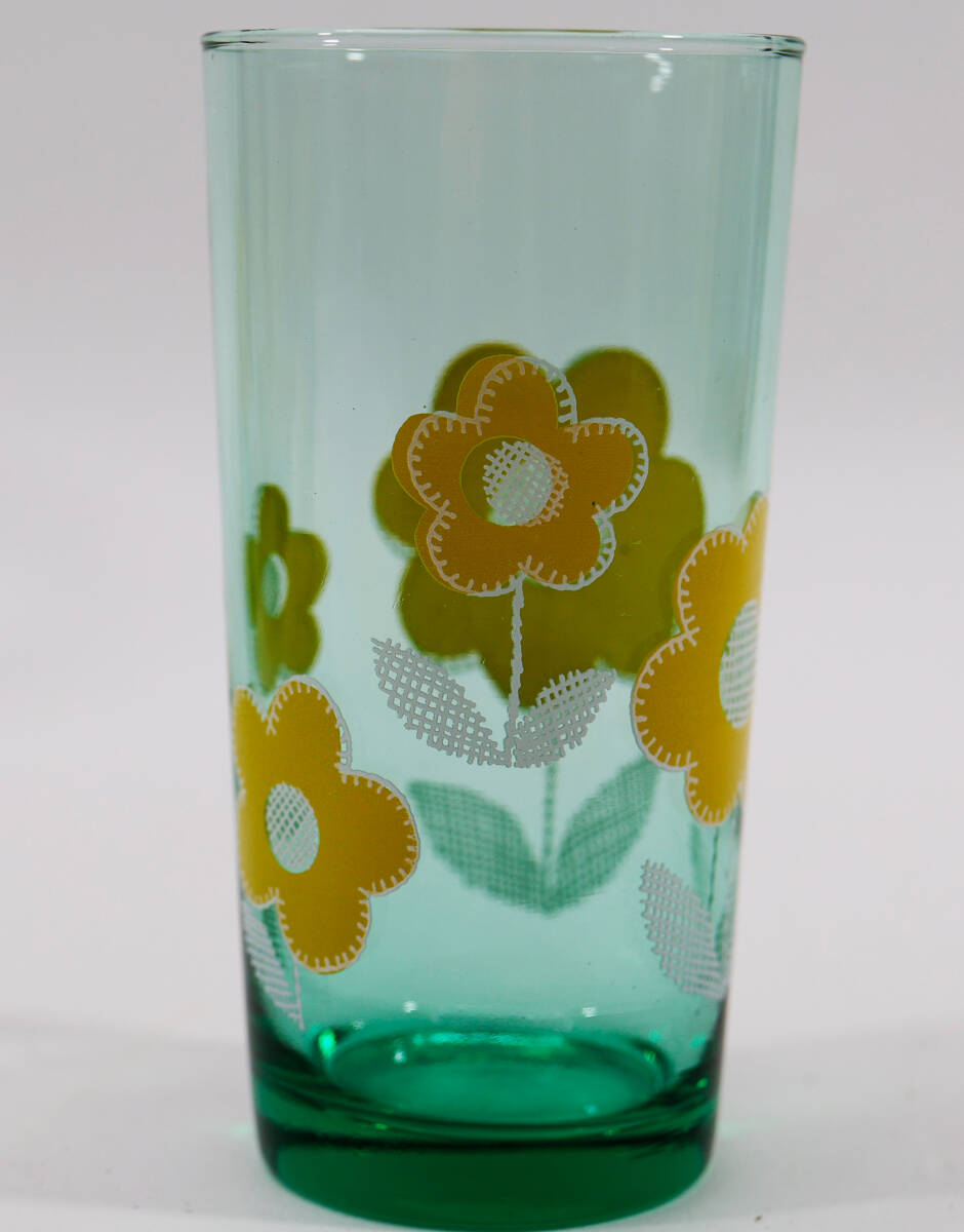 未使用保管品 当時物 レトロポップ アデリア/ADERIAGLASS ロフティー 6客 花柄 ADERIACOLOR 箱入 タンブラーグラス 石塚硝子 昭和レトロの画像6