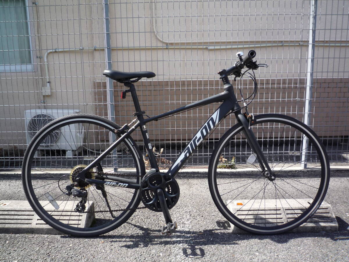 大阪引取可 AIR-ON エアーオン 21速(3×8) 軽量アルミフレーム サカモトサイクル クロスバイク SHIMANO シマノ 黒 ブラック_画像2