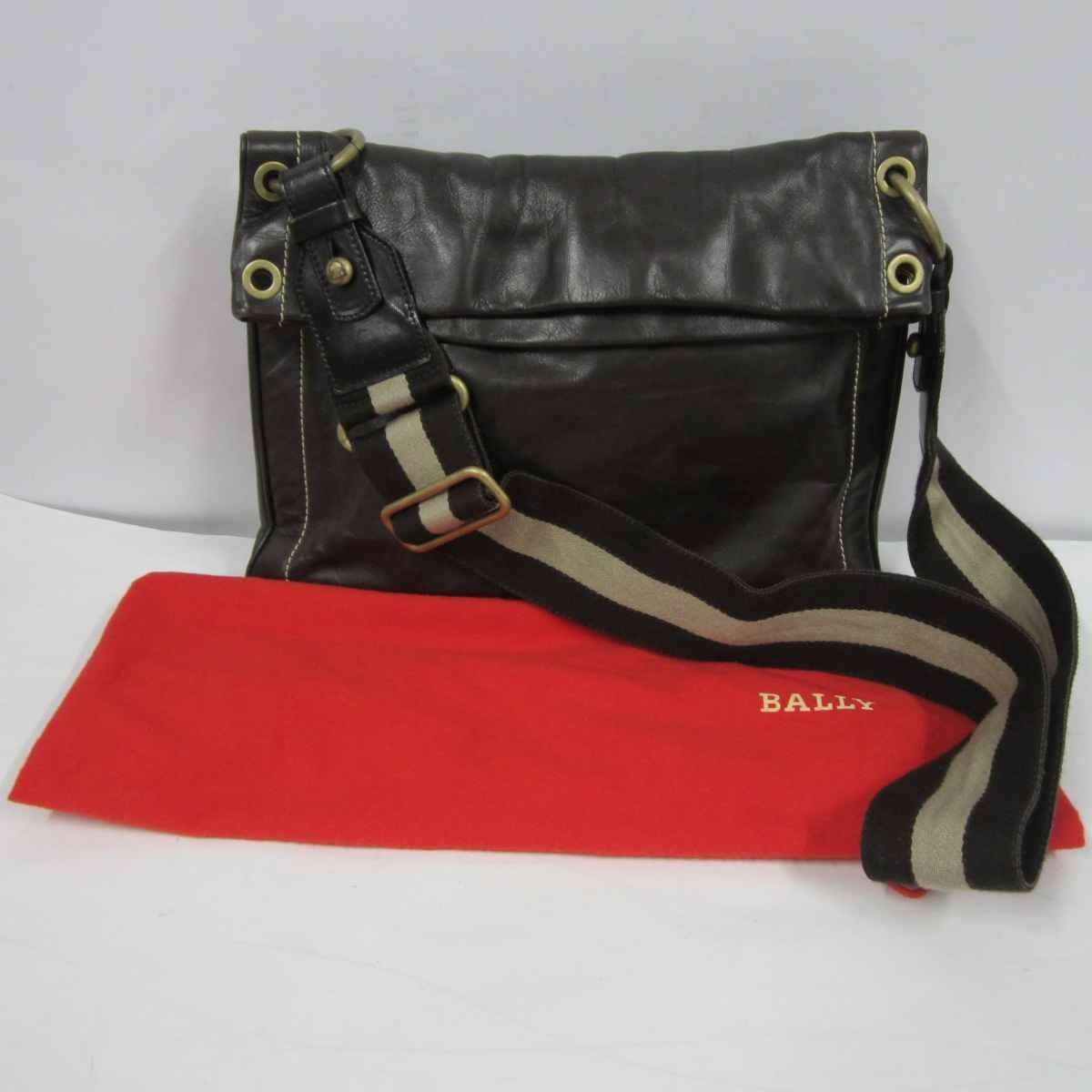 【保存袋あり】BALLY TRENSA ショルダーバッグ＜バッグ＞バリー メンズ ブランド レザー ブラウン系 クロスショルダー ポケットあり