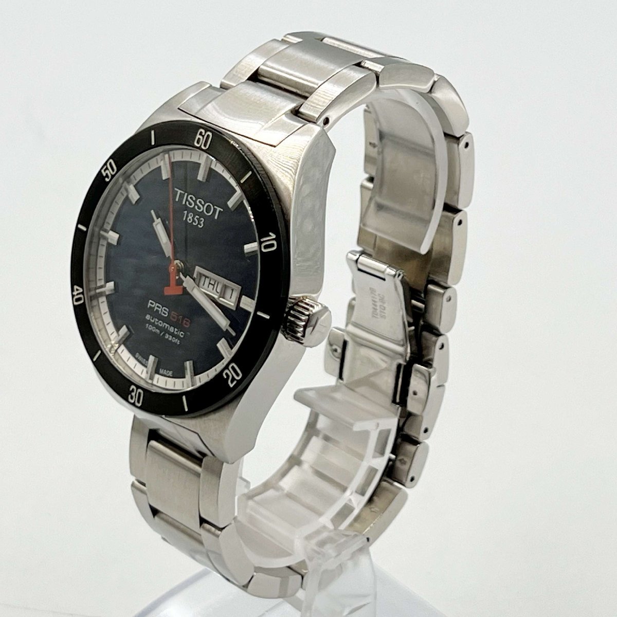 TISSOT PRS516 T044430A＜腕時計＞ティソ 機械式自動巻き デイデイト 裏スケ ネイビー文字盤 メンズ ブランド ウォッチ_画像3