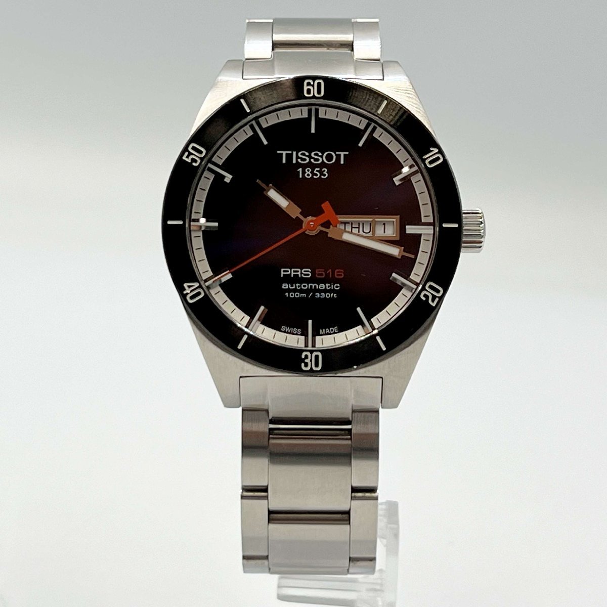 TISSOT PRS516 T044430A＜腕時計＞ティソ 機械式自動巻き デイデイト 裏スケ ネイビー文字盤 メンズ ブランド ウォッチ_画像1