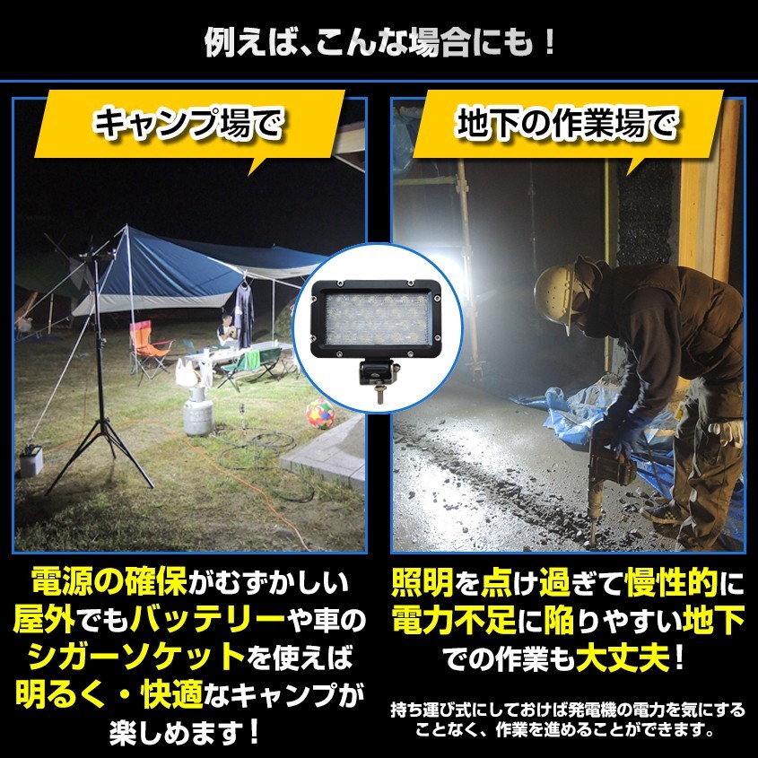 作業灯 LED 12v 24v 兼用 広角 拡散 24w 投光器 本体色 ホワイト トラック トラクター 船 船舶 漁船 デッキライト 集魚灯 (4個セットあり)_画像7