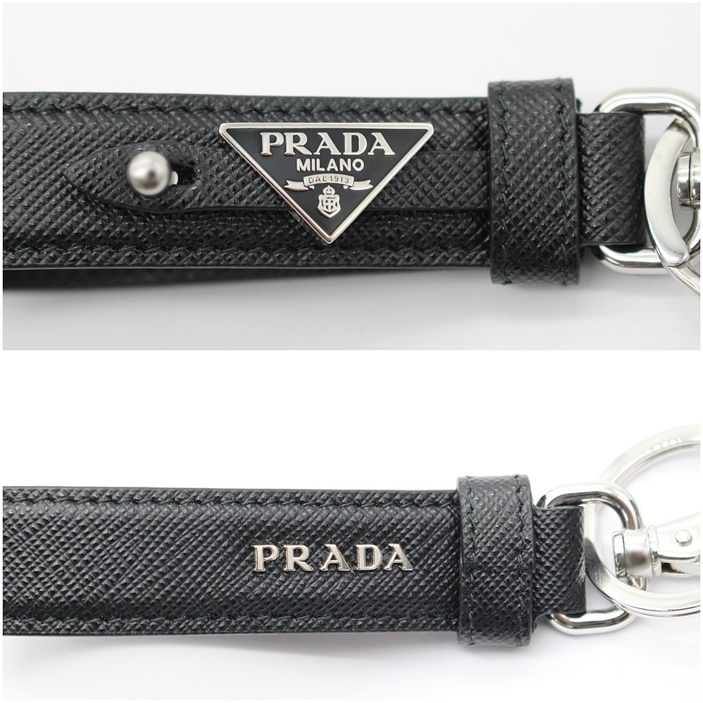 【美品】プラダ サフィアーノ レザー キーリング 2PP68T キーホルダー ブラック×シルバー PRADA z24-380 中古品 z_b_画像3