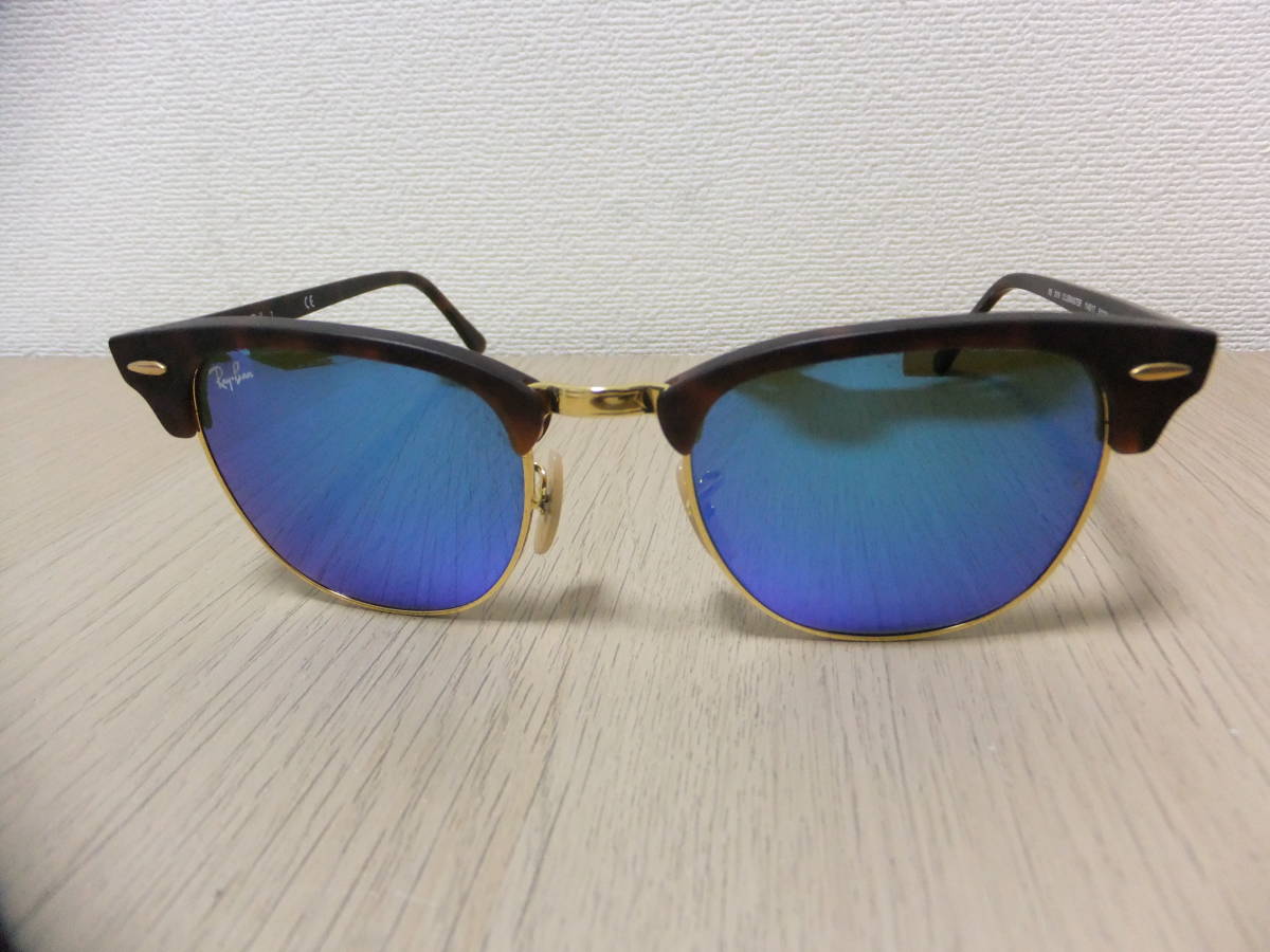 サングラス Rayban RB3016 クラブマスター レンズブルー ケース付 美品_画像2