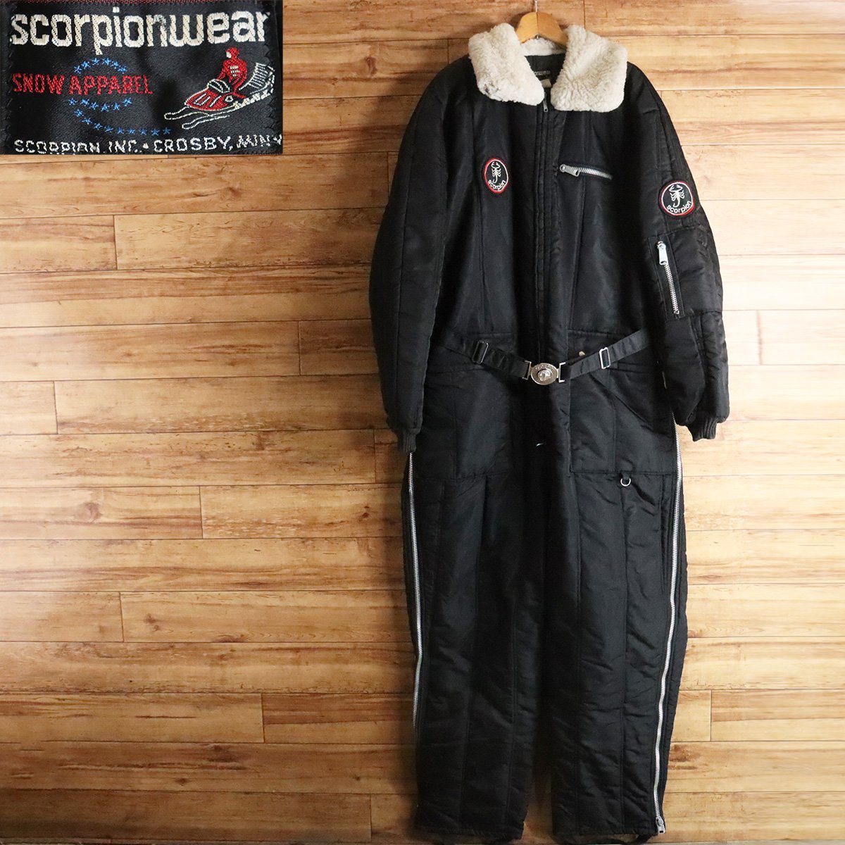 F11T/R1.29-1　　60s～　ビンテージ　アメリカ古着　scorpionwear　襟ボア　つなぎ　中綿　CCジッパー　スノーモービル　ヴィンテージ_画像1