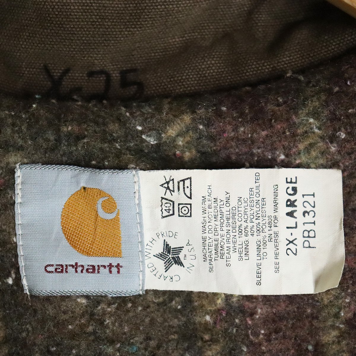 H2S/R1.31-2　アメリカ古着　Carhartt　カーハート　ダック　ハンティングジャケット　裏ブランケット　2XL　カバーオール　バーンコート_画像7