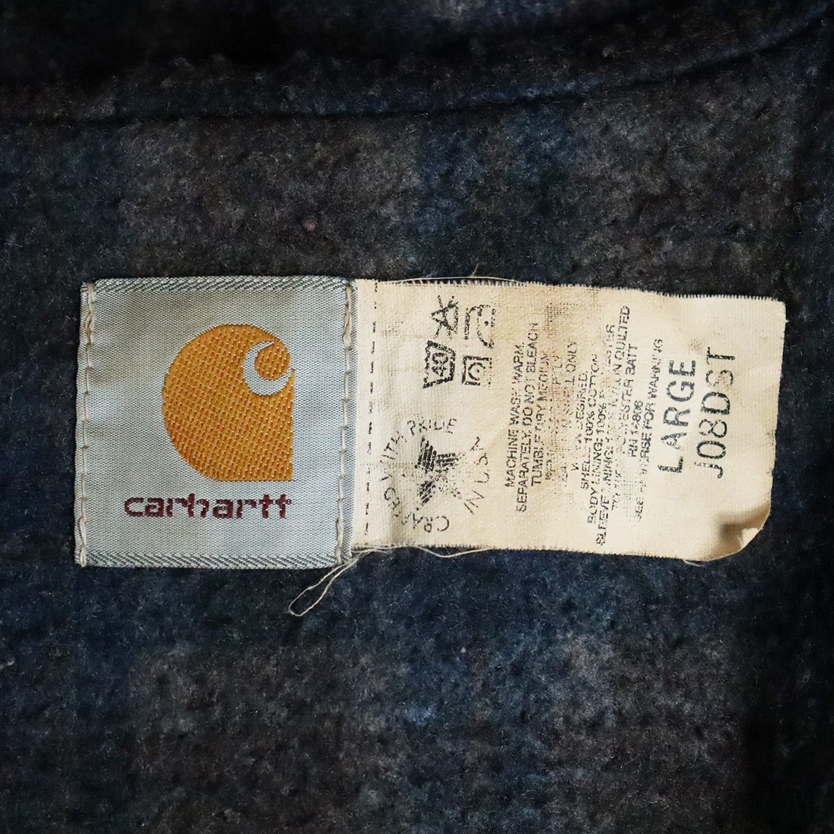 A3T/R2.2-5　アメリカ古着　米国製　Carhartt　カーハート　裏ブランケット　デニム　ジップパーカー　ワーク　アクティブジャケット_画像8