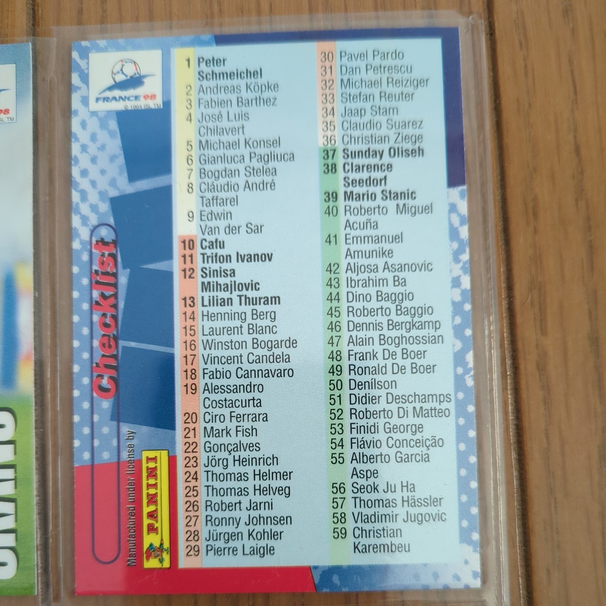 1998フランスワールドカップ オフィシャルカード Panini 119/120 セミコンプセット_画像2