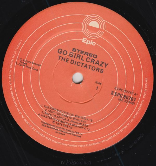米パワーポップ、パンク、グラム　ザ・ディクテーターズ　LP　Go Girl Crazy!　1975年_画像3