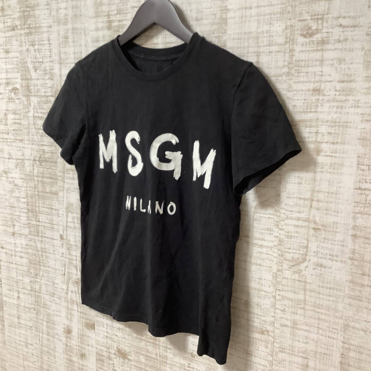 M3◇MSGM｜エムエスジーエム　Tシャツ　半袖　丸首　ロゴ　ブラック　サイズXS_画像6