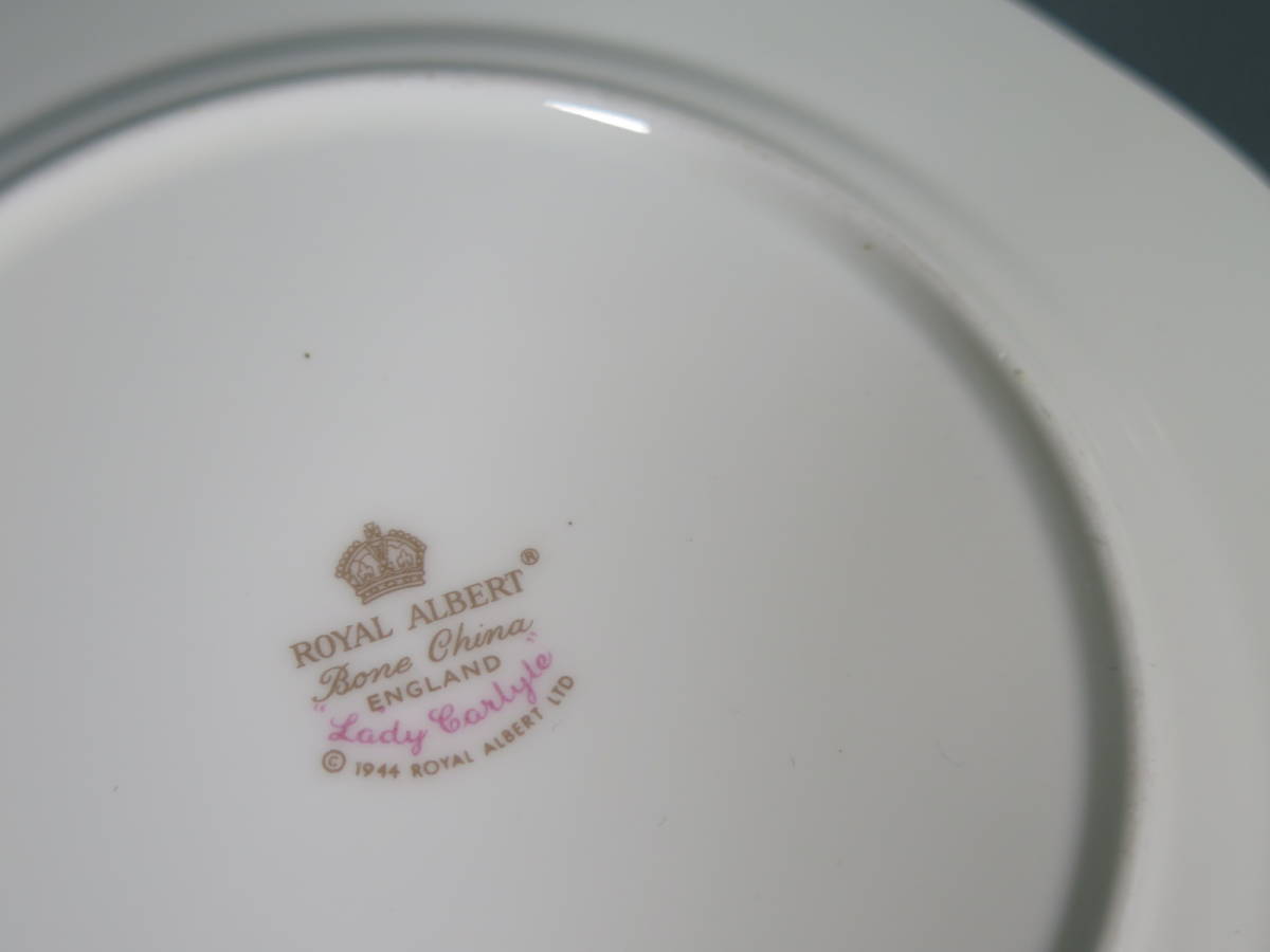 ①ロイヤルアルバート Royal Albert★18cmケーキプレート5点セット Lady Carlyle レディーカーライル 金彩 ボーンチャイナ★USED美品_画像9