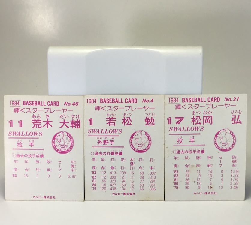 カルビー プロ野球カード 1984 No.46荒木 No.4若松 No.31松岡 管理0027_画像2