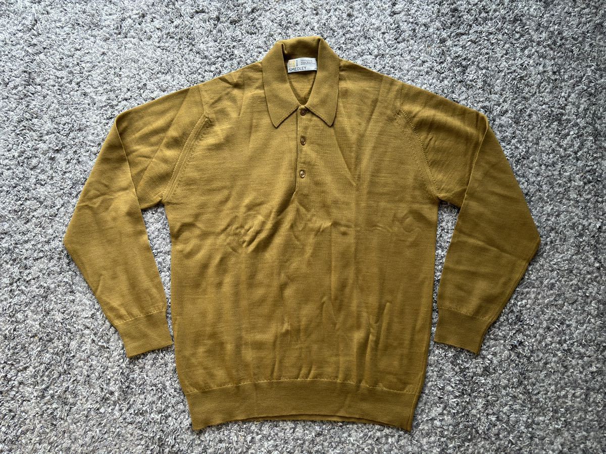 美品 90s JOHN SMEDLEY イングランド製 ニット ポロシャツ M OLD ☆ 80s good enough ジョンスメドレー ビンテージ カシミア_画像2