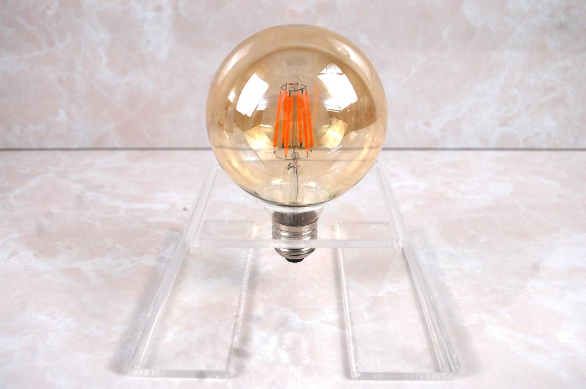 004■即納　LEDフィラメント電球 ボール型　電球色(2,200K オレンジ色強)　消費電力6W　調光対応　★レトロランプ★ガラス面(アンバー加工)_画像4