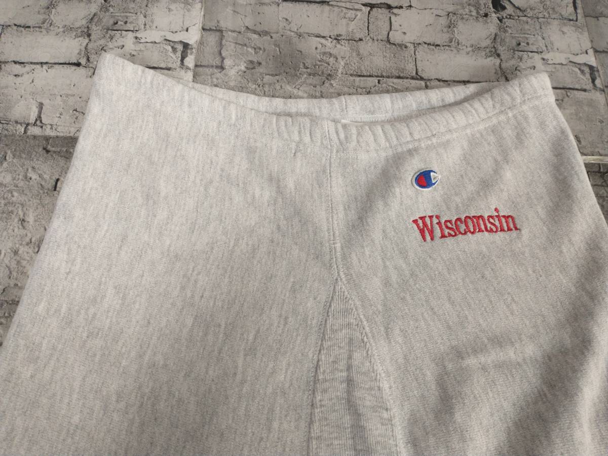 80s USA製 Champion REVERSE WEAVE チャンピオン リバースウィーブ スウェットパンツ WISCONSIN サイズS グレー 店舗受取可_画像3