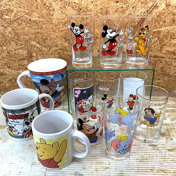 ☆Disney☆ディズニー グラス マグカップ まとめ売り ミッキーマウス ミニーマウス プルート くまのプーさん 他 キャラクター 中古品 M_画像1