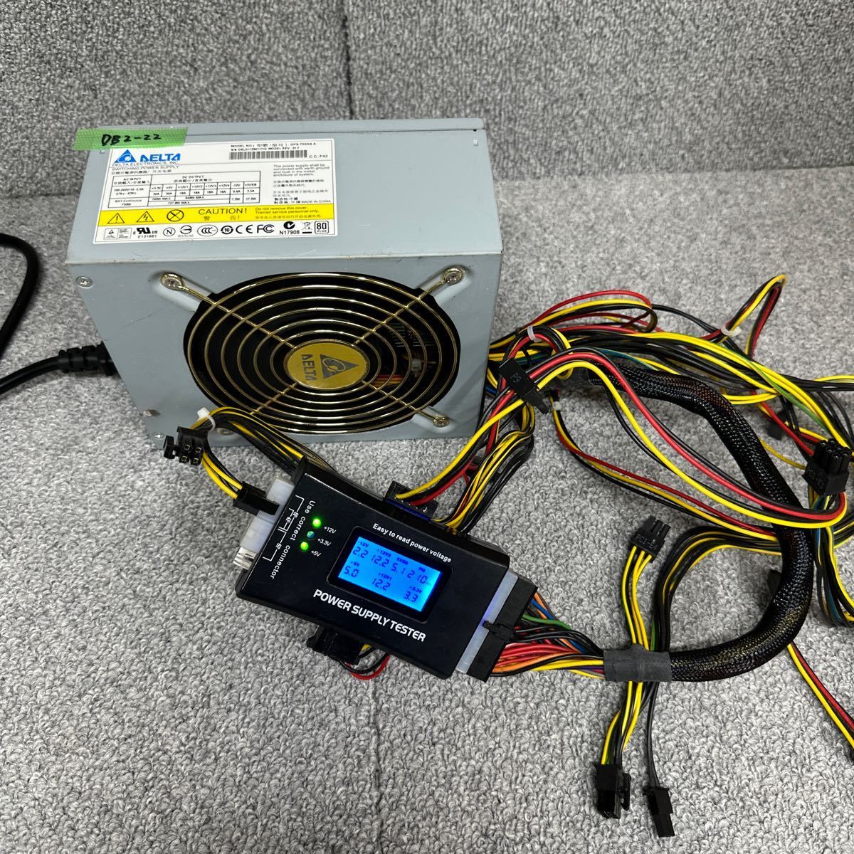 DB2-22 激安 PC 電源BOX DELTA GPS-750AB A 730W 80PLUS 電源ユニット 電源テスターにて電圧確認済み　中古品_画像1