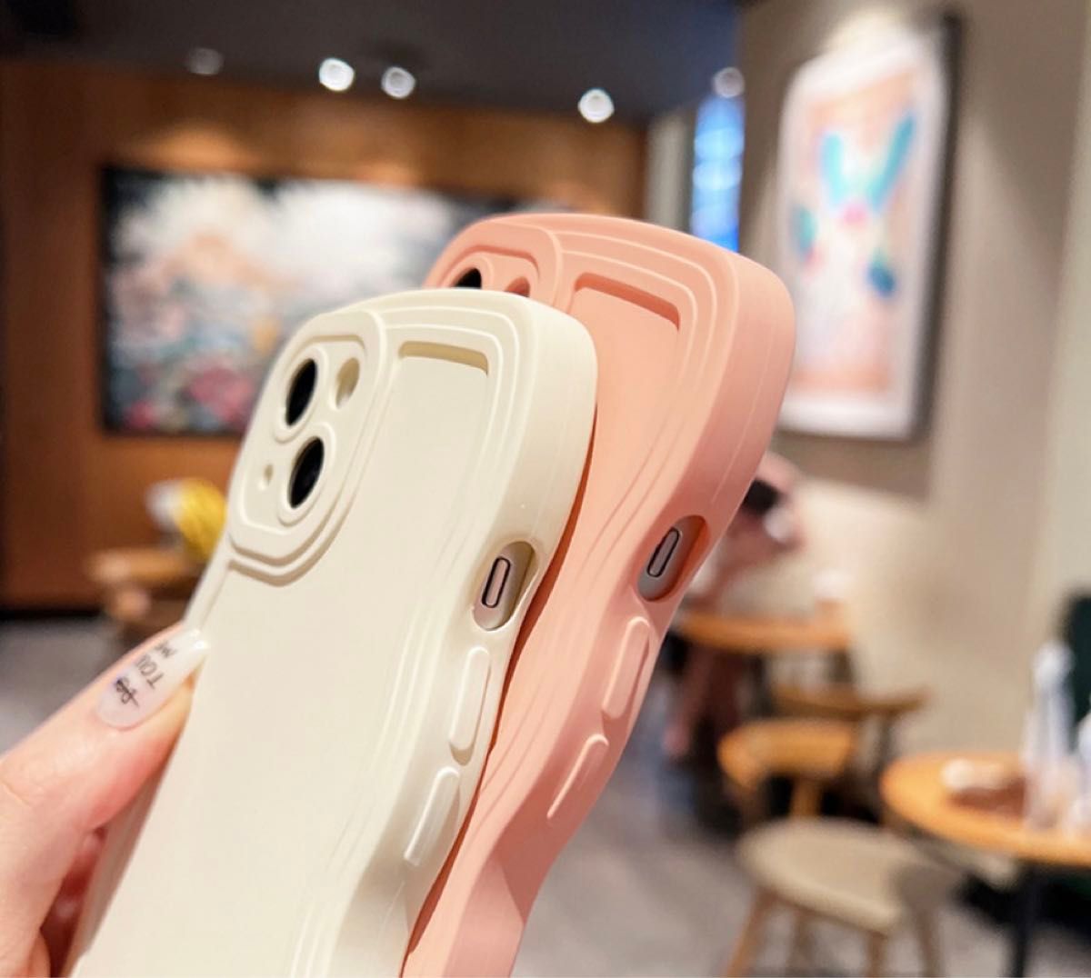 iPhone13mini スマホケース うねうね 波 もこもこ なみなみ　ウェーブ　韓国