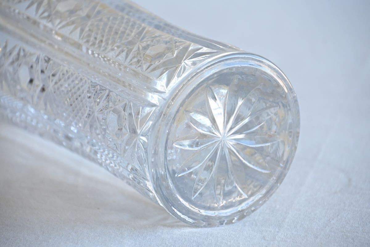 【美品】 カットガラス 花瓶 23cm フラワーベース 花器 IMPERIAL COLLECTION
