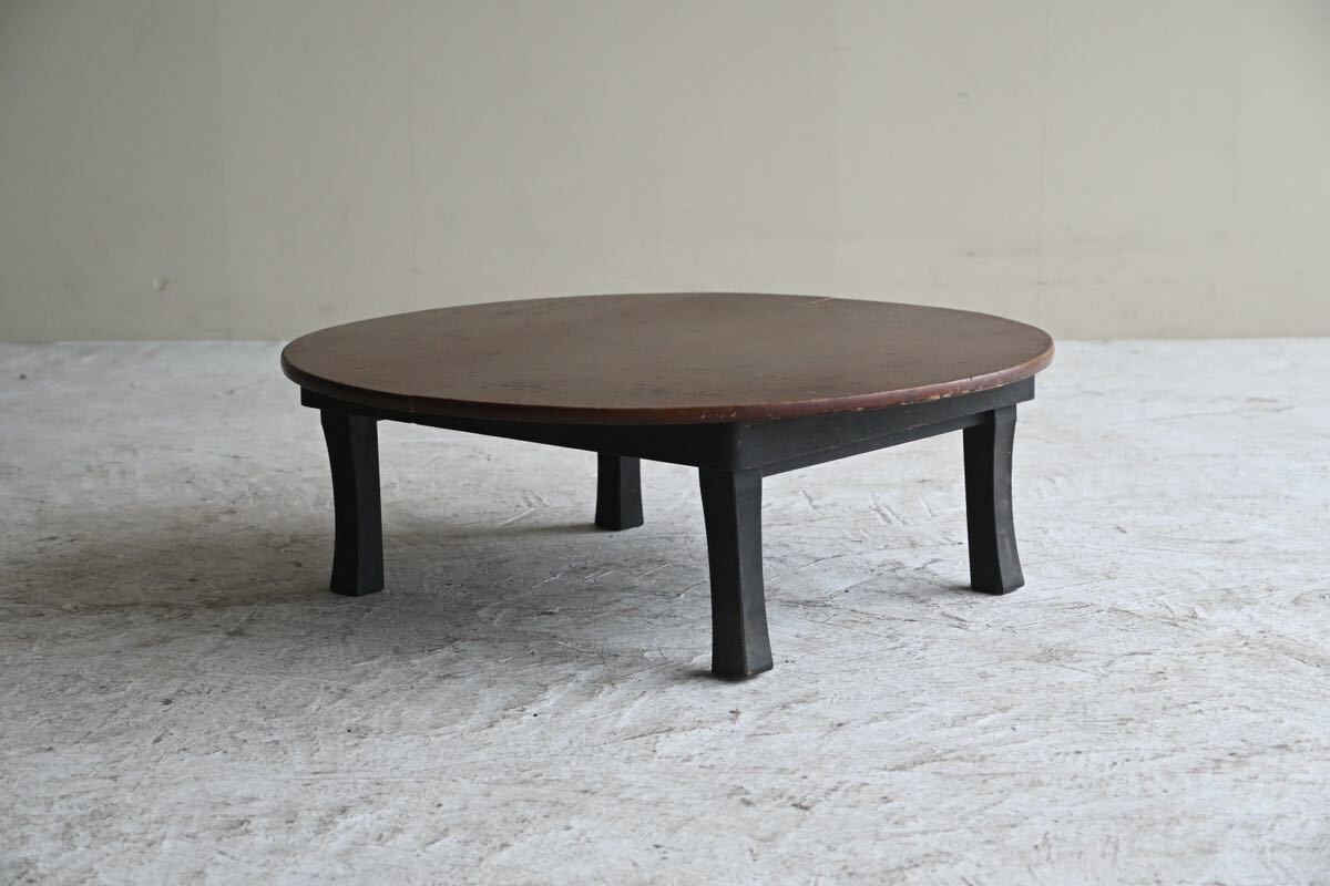 [ Showa Retro ] низкий столик круг стол старый инструмент низкий стол из дерева античный старый дерево чистота мебель круг ...
