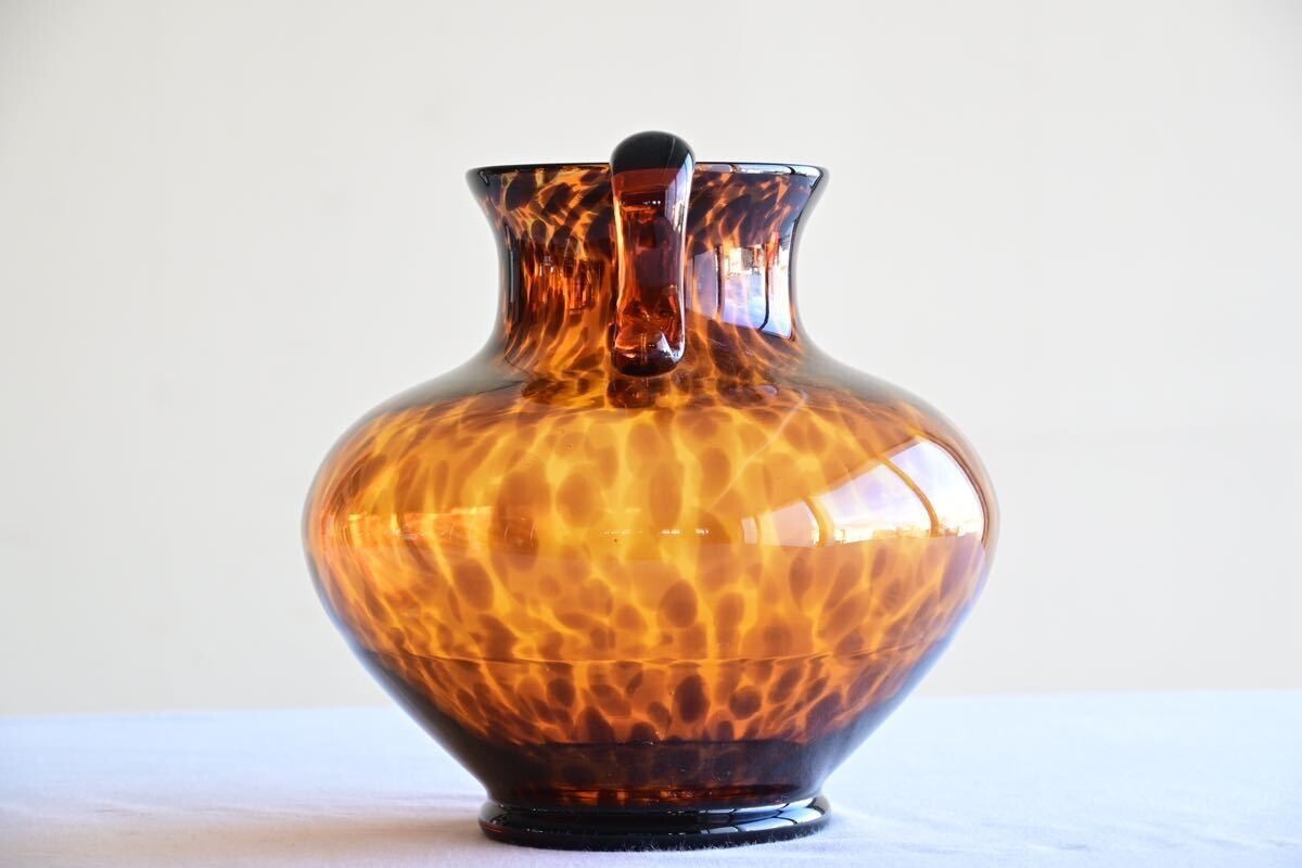 美品】鼈甲風 二耳壺 29cm 花瓶 アンティーク レトロ 美品】鼈甲風 二耳壺 29cm 花瓶 アンティーク レトロ