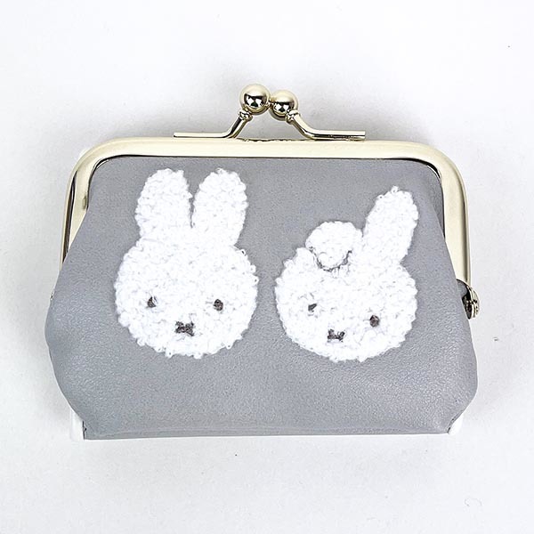 ミッフィー miffy ミッフィー＆ダーン がま口財布 グレー フェイスサガラシリーズ_画像1