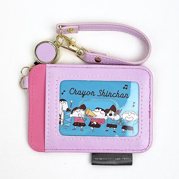  Crayon Shin-chan reel attaching pass case ticket holder commuting going to school pink 