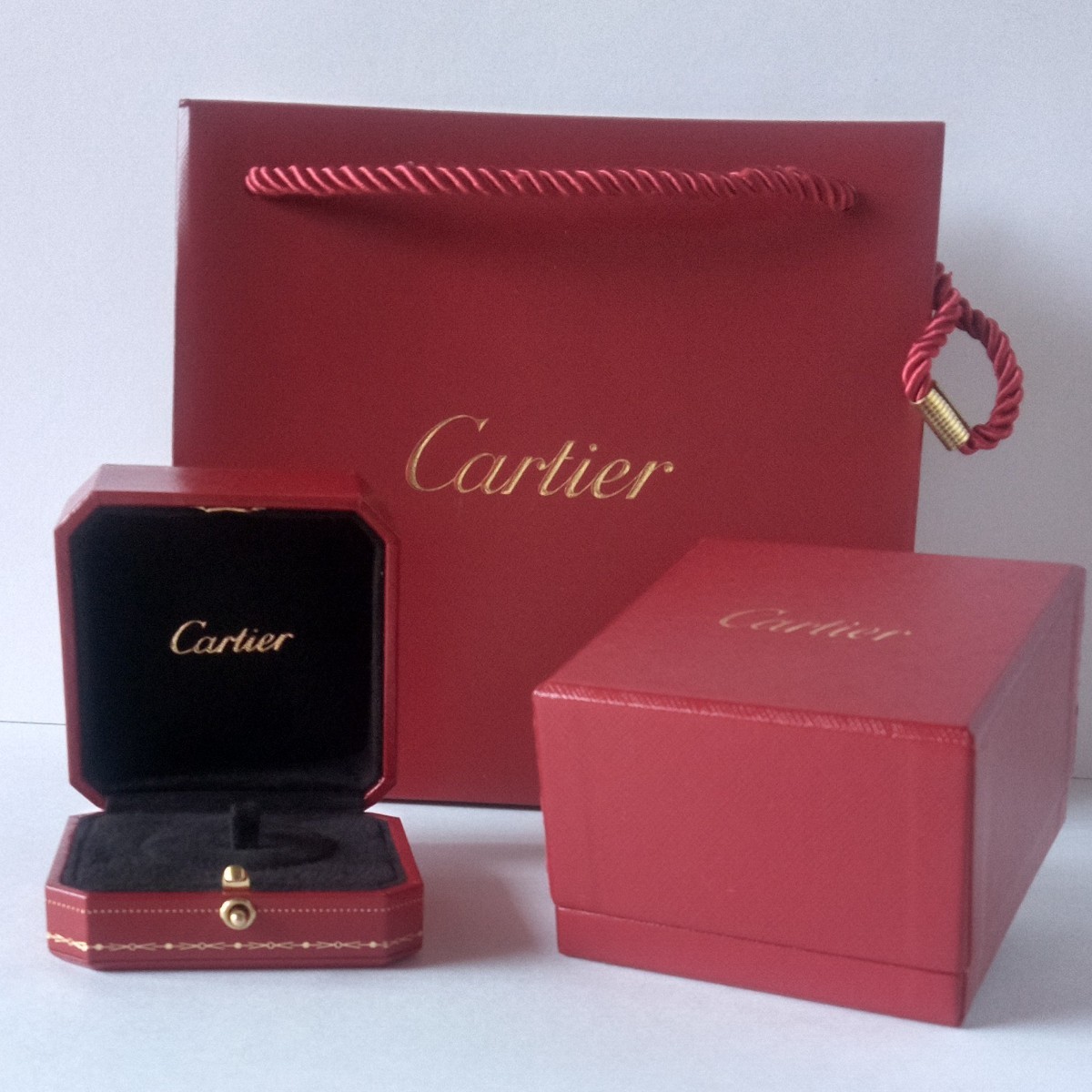 カルティエ Cartier リングケース 空箱 ショップ袋 3点セット_画像1