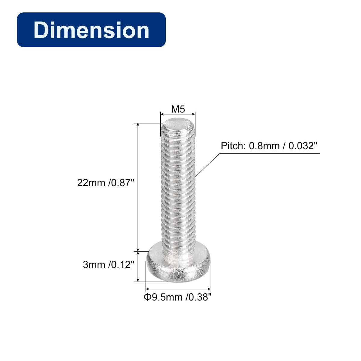 304ステンレス鋼機械ネジ M5x22 mm スロットドライブ バインドヘッドねじボルト 10個_画像2