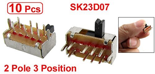 スライドスイッチ サイドノブ PCB 8ピン 3ポジション 2P3T DP3T 4mm高さ 0.5A 50V DC 10個入り_画像2