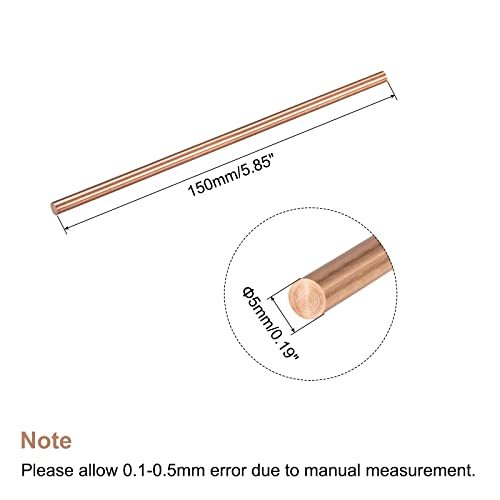 ソリッド銅丸棒旋盤バーストック DIYクラフト CNCカッティング用 直径5 mm 長さ150 mm_画像2
