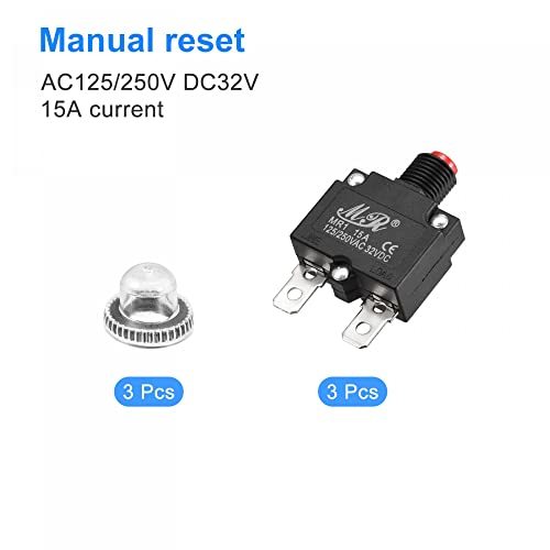 回路過負荷ほご装置 15A AC125/250V DC32V 押しボタン式 サーマルサーキットブレーカ エアコンプレッサー用 防水キャップ付き_画像3