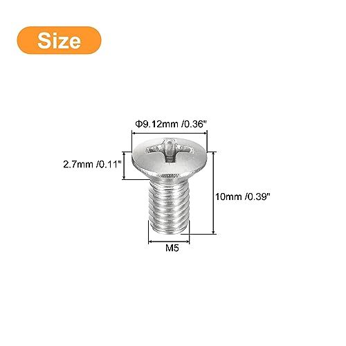 オーバルヘッドフィリップス機械ネジ M5x10 mm 304ステンレス鋼 わずかに上げ皿ネジ 50個_画像2