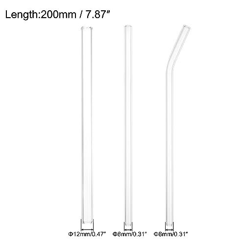 ストロー ガラスストロー 再利用可能 トラベルタンブラー交換用 ストロー長さ200 mm 幅8/12 mm クリーニングブラシ付き_画像2