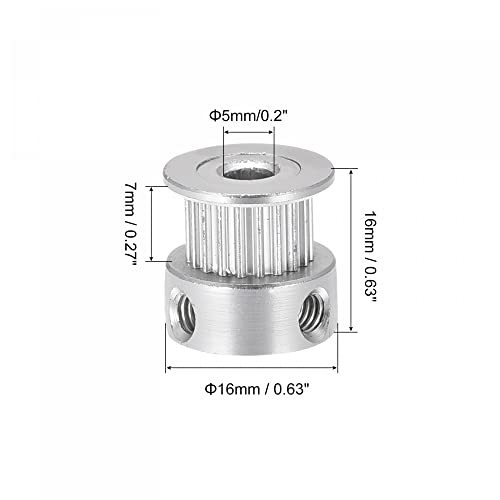 タイミングプーリー 20歯 アルミニウム 同期ホイール シルバー 3Dプリンターベルト CNCマシン用ボア径5 mm_画像2