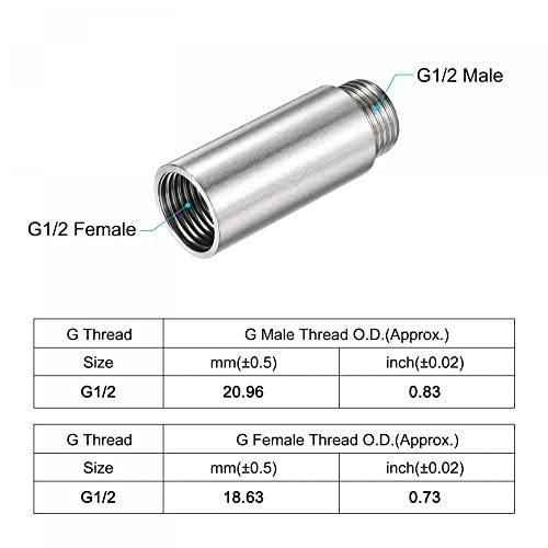 延長パイプ継手 ステンレス鋼 G1/2めねじ-G1/2おねじレデューサーカップリング アダプター コネクタ 長さ50_画像2