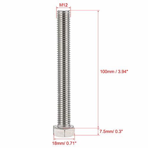 六角ヘッドボルト ネジ M12スレッド 304ステンレス製 長さ100mm 2本入_画像2