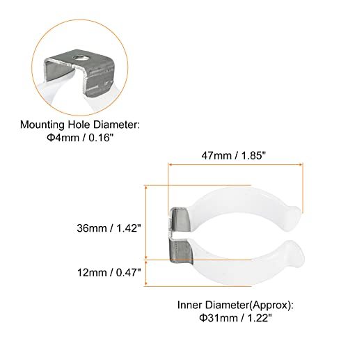 T12 Uクリップホルダーブラケット LED電球取り付けブラケットサポート用 ステンレス鋼 蛍光管ホルダーパイプクランプ ホワイト_画像2