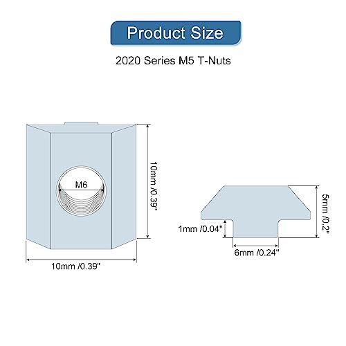 Tナッツ ニッケルメッキ炭素鋼 Tスロットボルト 2020シリーズ M6ハンマ ーヘッドファスナー スライドTナット アルミ押出形材用_画像2